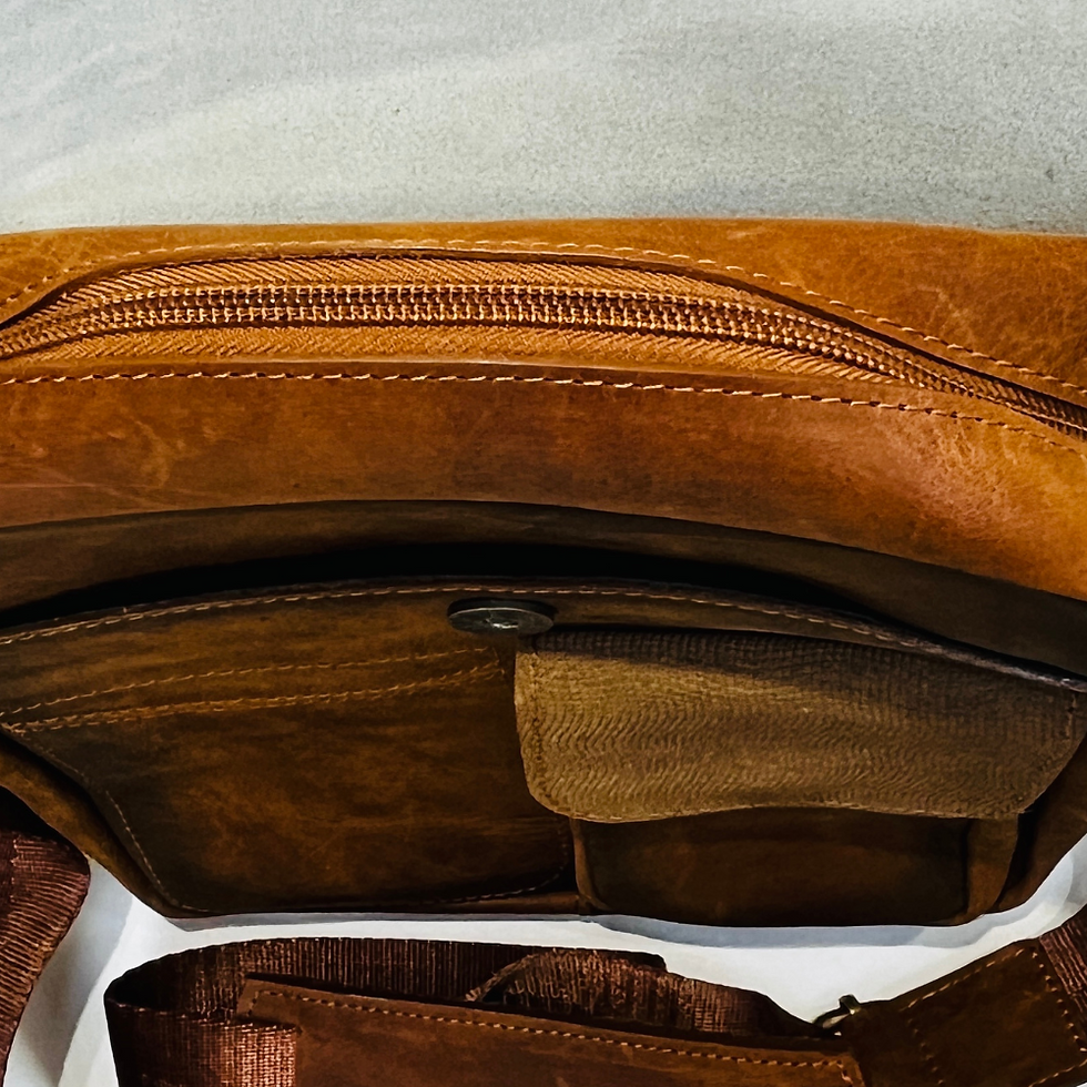 Thumbnail: AL&M Honey Leather Crossbody Bag for Men