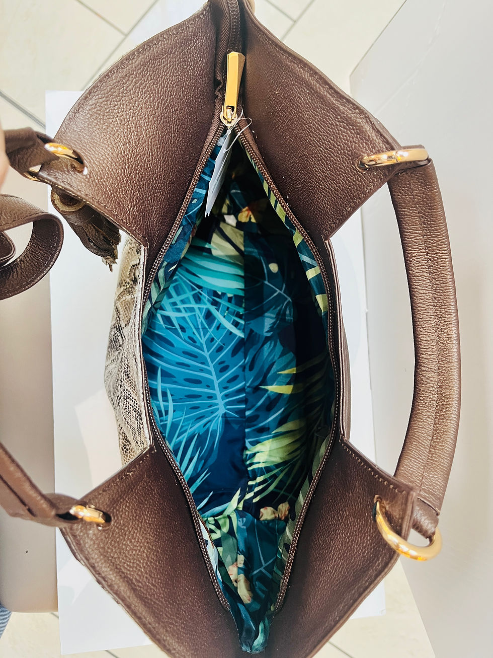 Miniatura: AL&M Metallic Brown Soft Leather Tote Handbag | Top Handle Purse