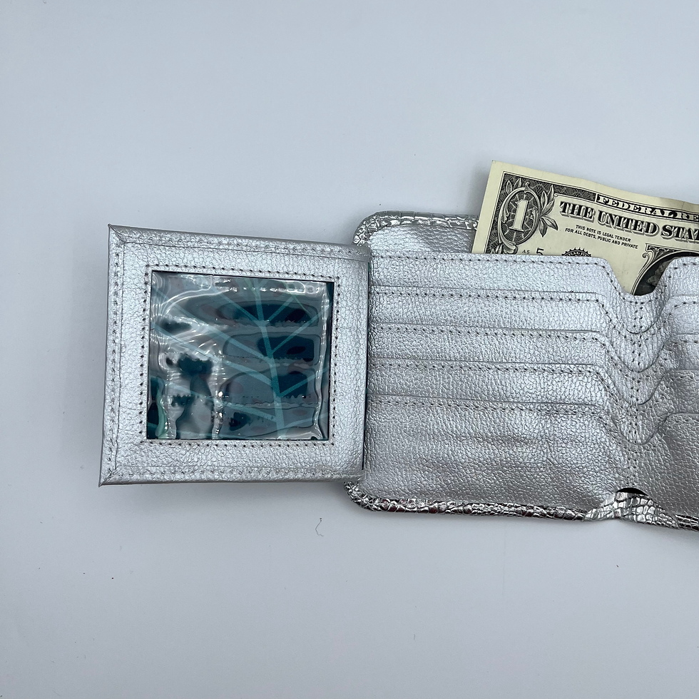 Thumbnail: AL&M Silver Lacost Leather ID Vivi Wallet | Silver Lacost Wallet