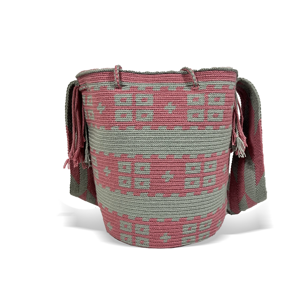 Thumbnail: AL&M Grey - Pink Design Wayuu Bag/ Wayuu Bag/ Wayuu Colombian Bag