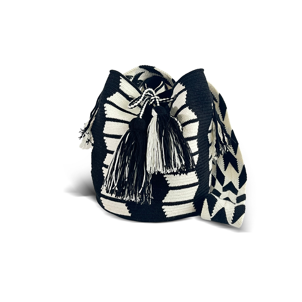 Thumbnail: AL&M White - Black Design Wayuu Bag/ Wayuu Bag/ Wayuu Colombian Bag