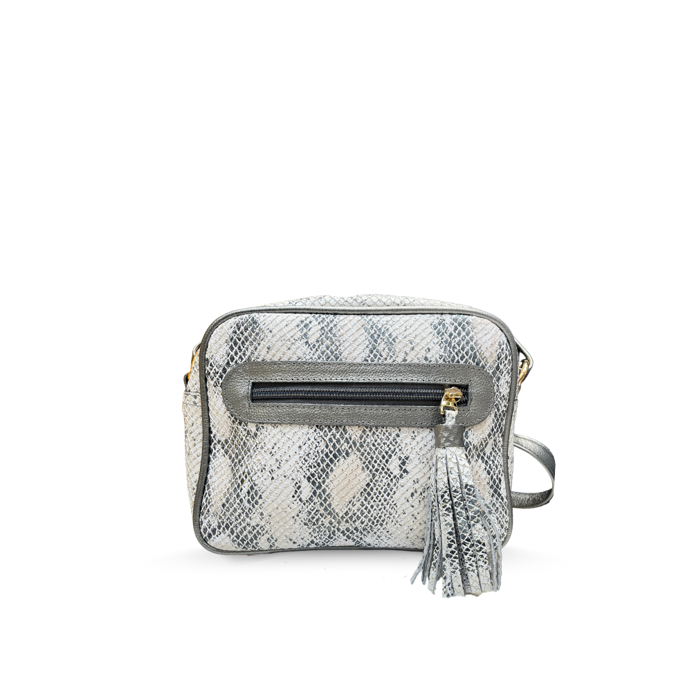 AL&M Crai Blanco Square Canon Fusil Leather Crossbody Bag