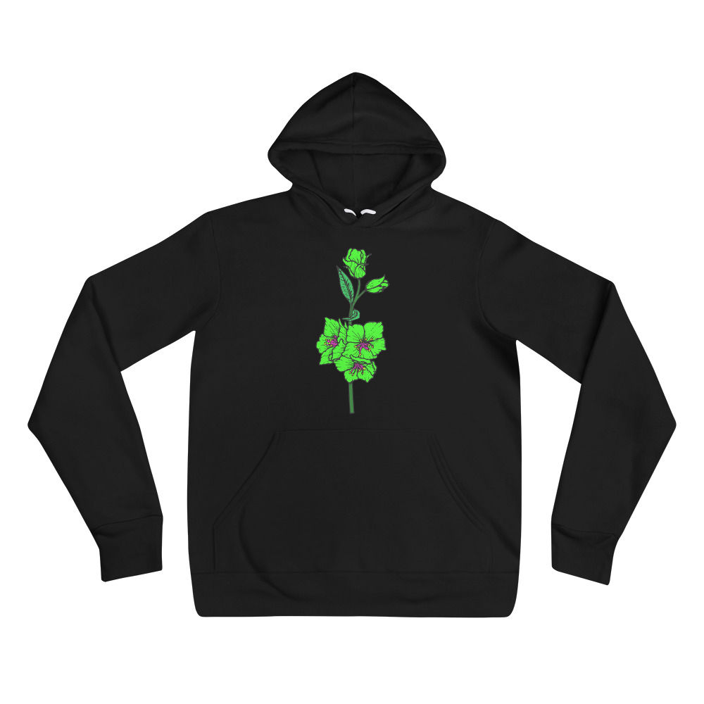 Neon Green  Hibiscus - Super soft hoodie