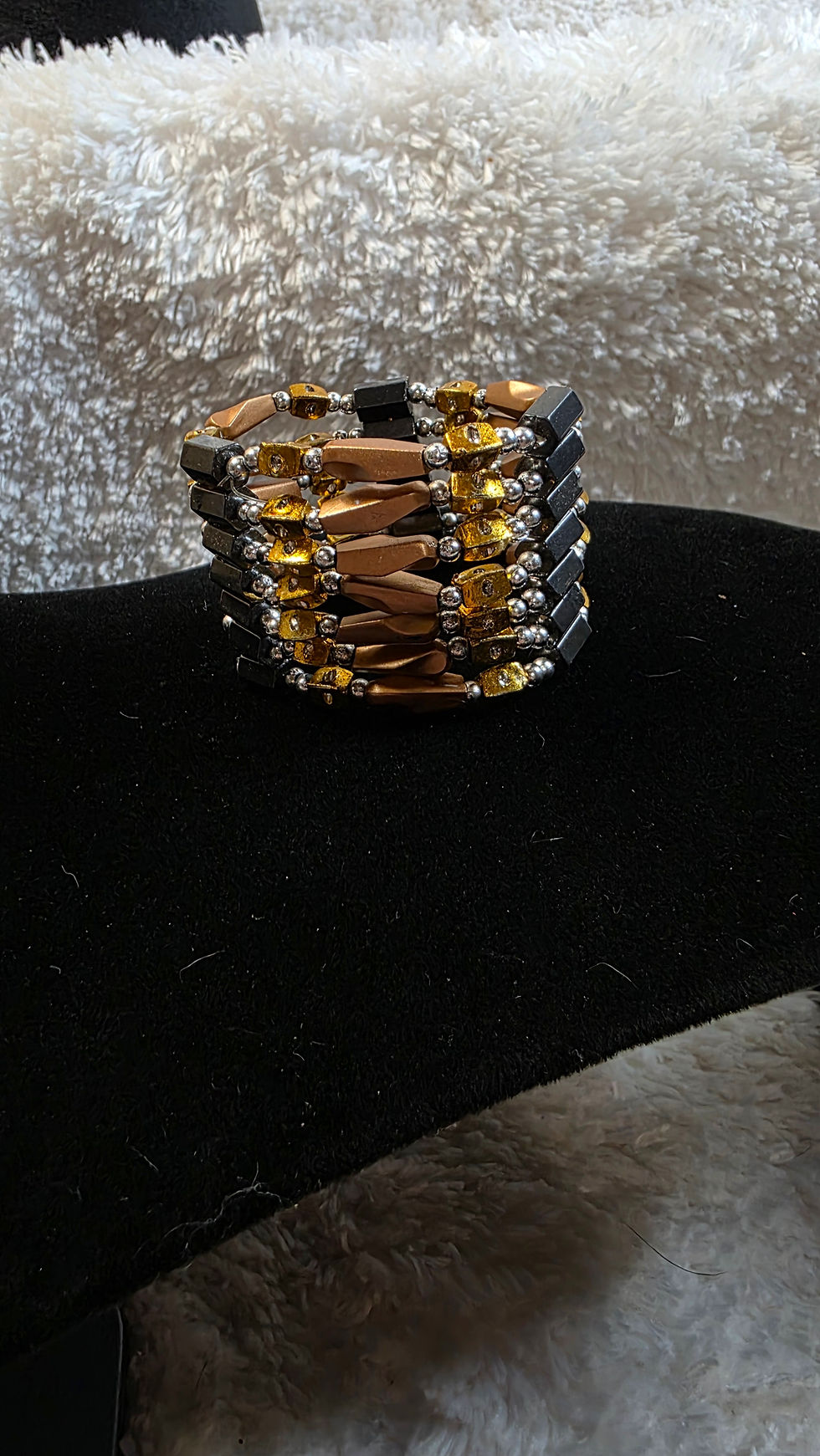 Thumbnail: Hematite Bracelet with Goldtone Beads