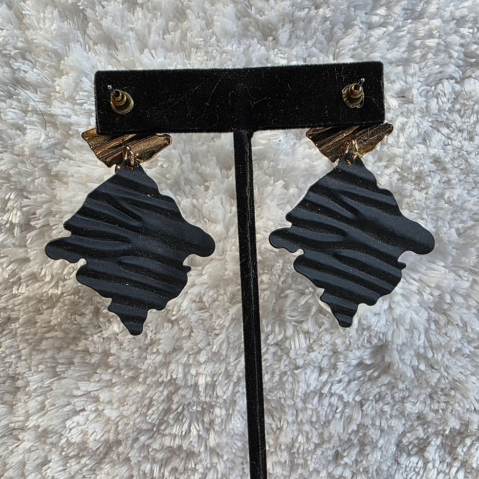 Thumbnail: Paparazzi “Crimped Couture” Earrings-Black Matte w/Goldtone