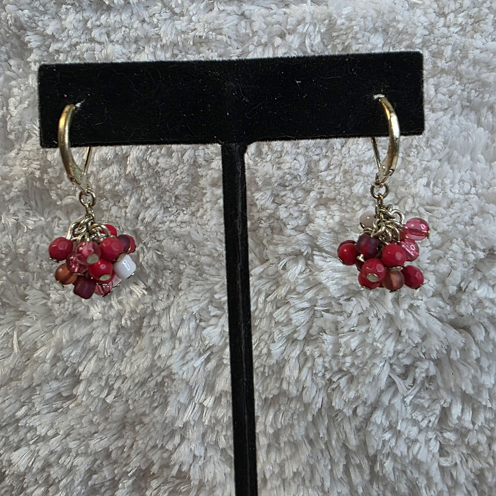 Thumbnail: Vintage Pink Bead Cluster Dangle Earrings