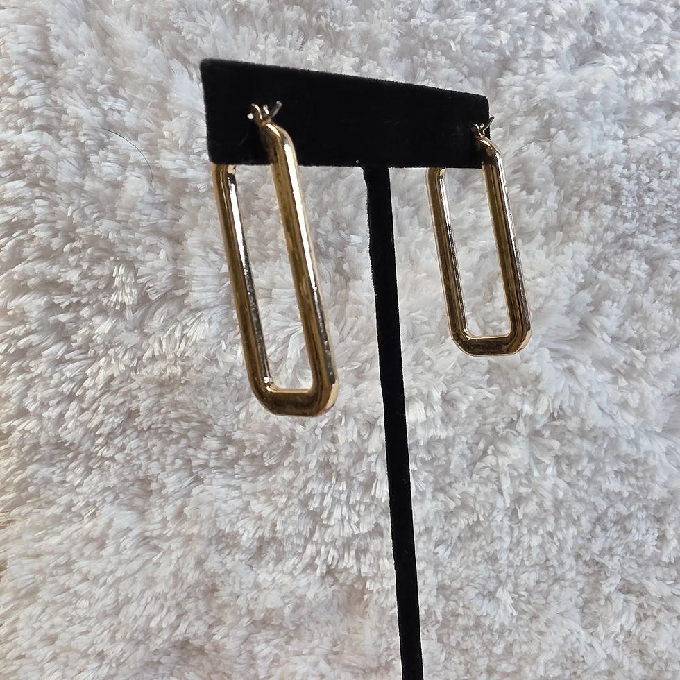 Thumbnail: 1960's House of Harlow Goldtone Rounded Rectangle Earrings