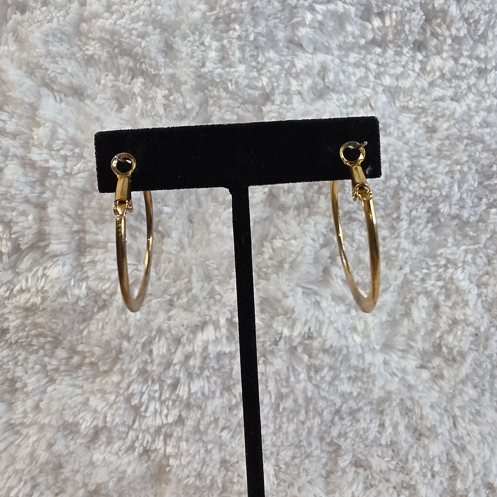 Thumbnail: Goldtone Flat Bottom Hoop Earrings