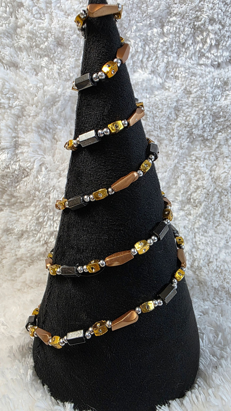 Thumbnail: Hematite Bracelet with Goldtone Beads