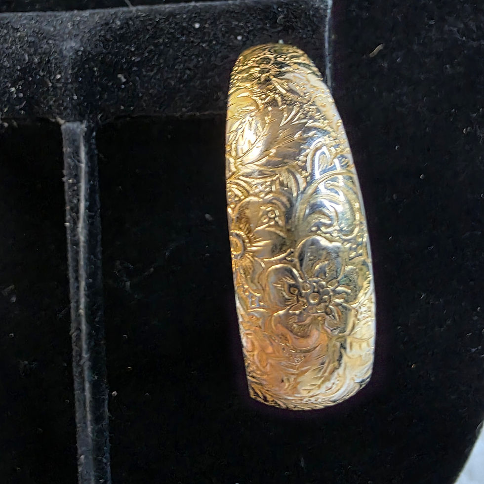 Thumbnail: 1980's Goldtone Flower Pattern 3/4 Hoop Earrings
