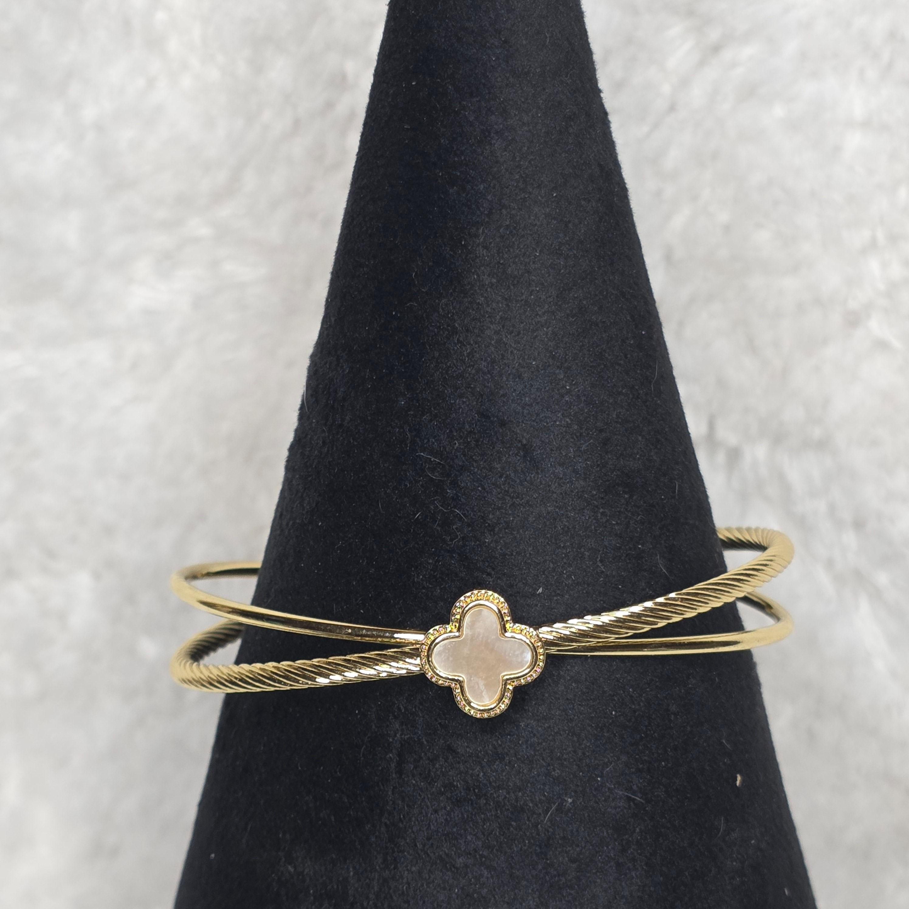 Lamar Goldtone & Mother of Pearl Cuff Bracelet