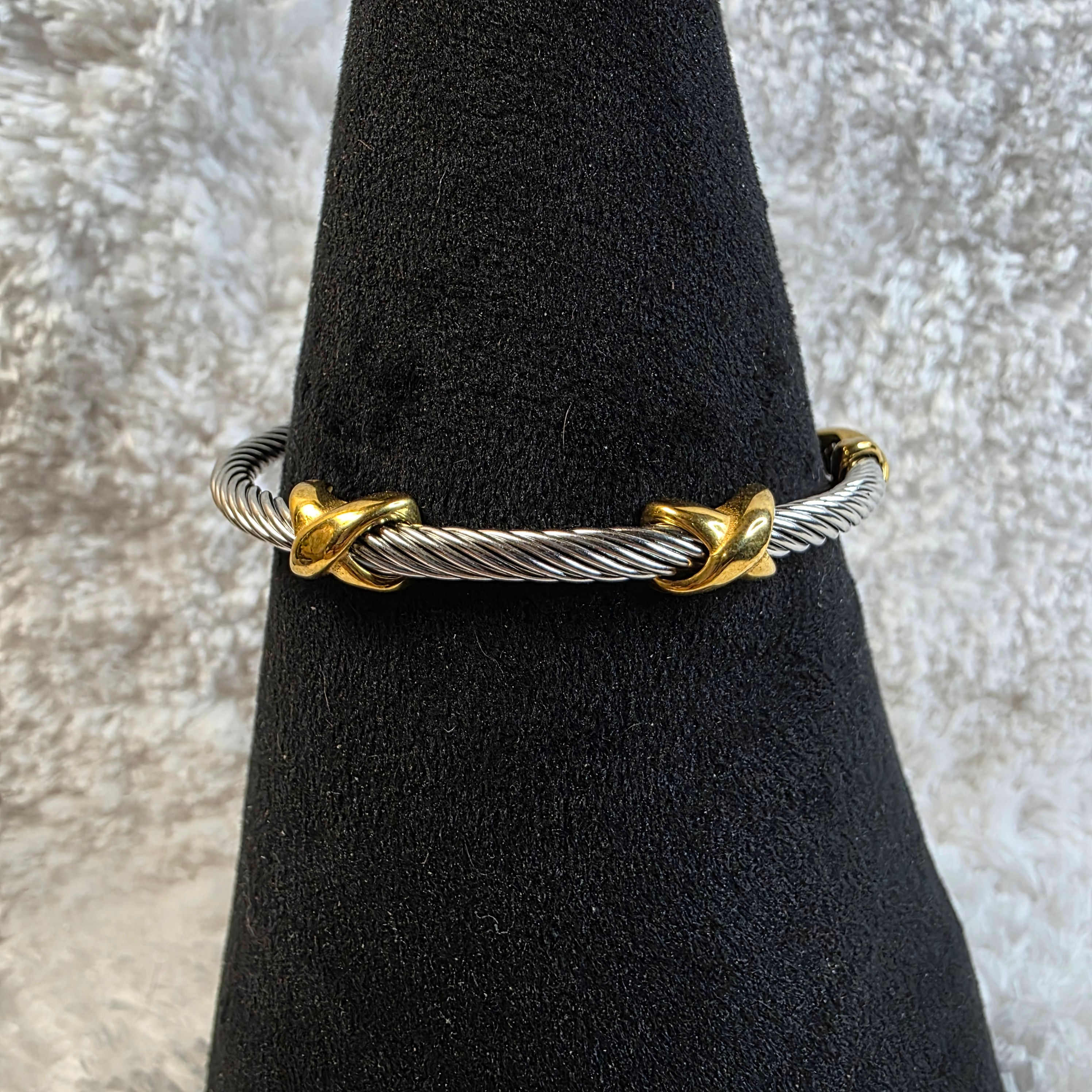 David Yurmin Replica X Cable Bracelet-Silvertone & Goldtone 3.15mm