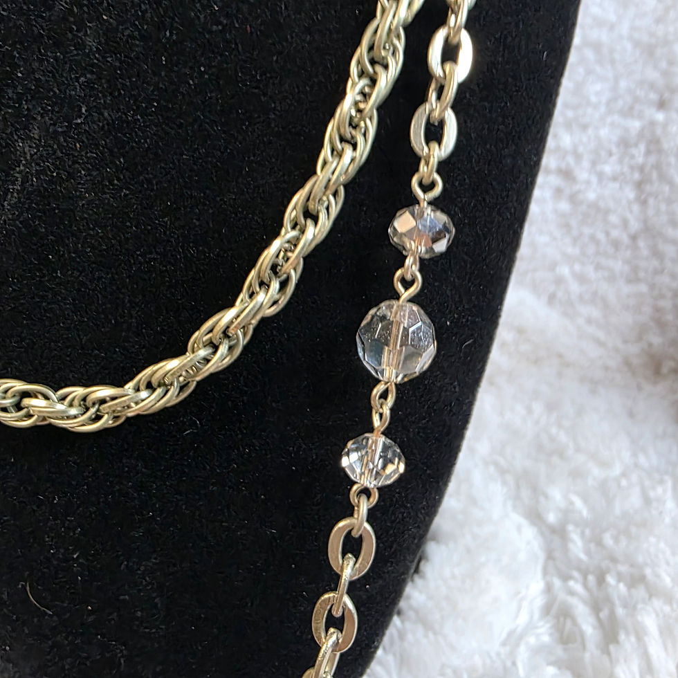 Thumbnail: Lane Bryant 2 Chain Necklace w/Glass Beads