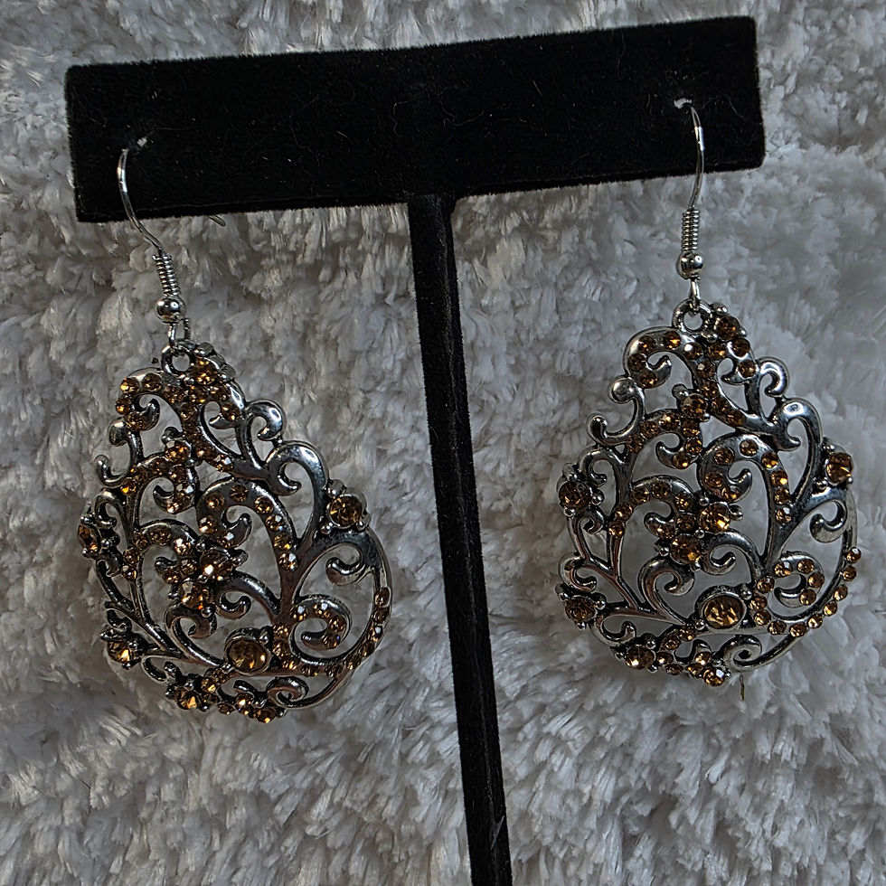 Thumbnail: Paparazzi “Winter Garden Breeze” Earrings-Silvertone Filagree w/Orange Stones