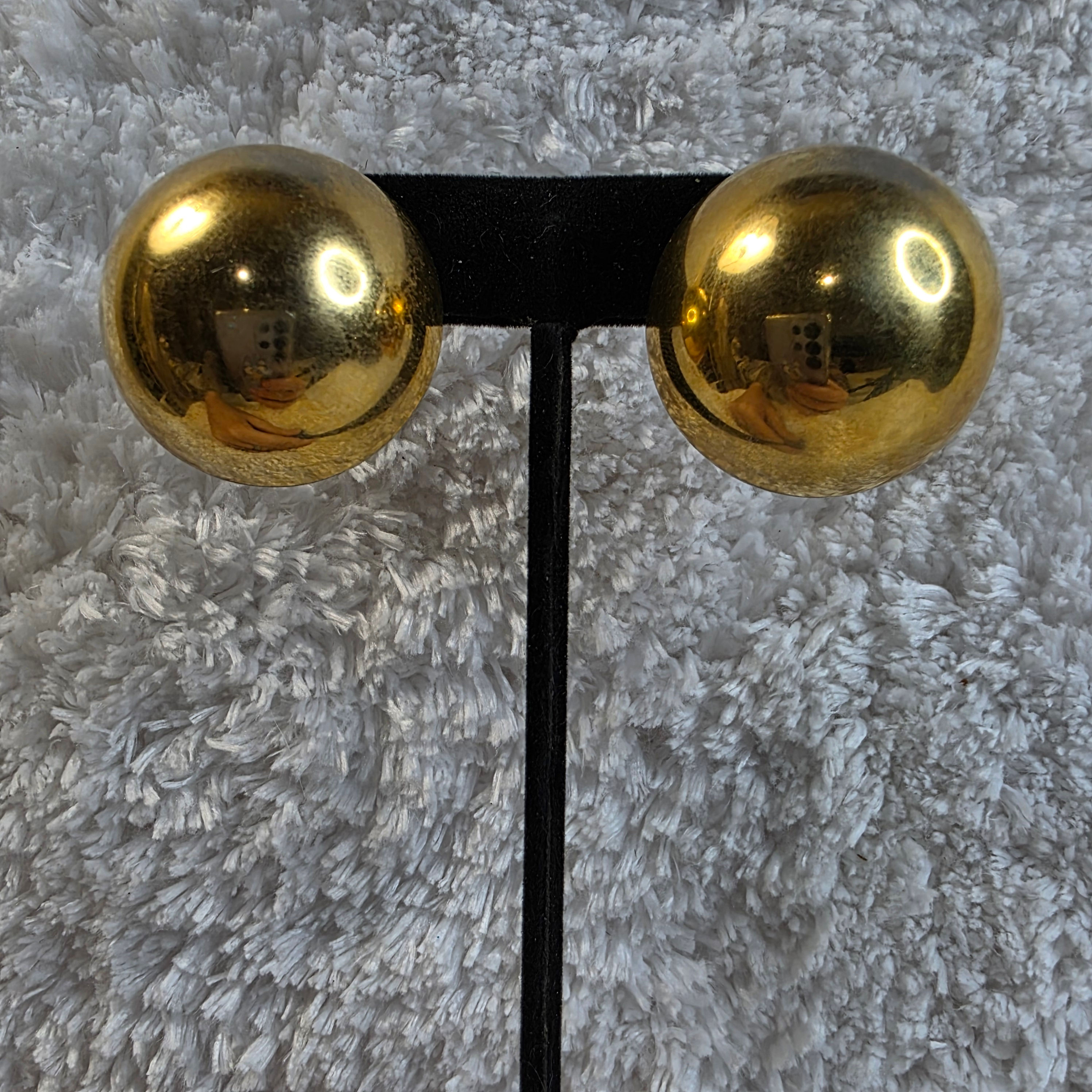 1 1/4” Goldtone Half-dome Stud Earrings