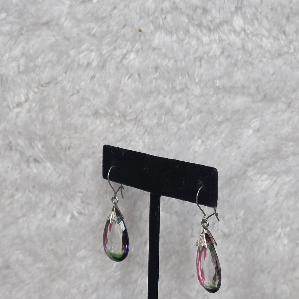 Thumbnail: 1940's Austrian Rainbow Crystal Droplet Earrings