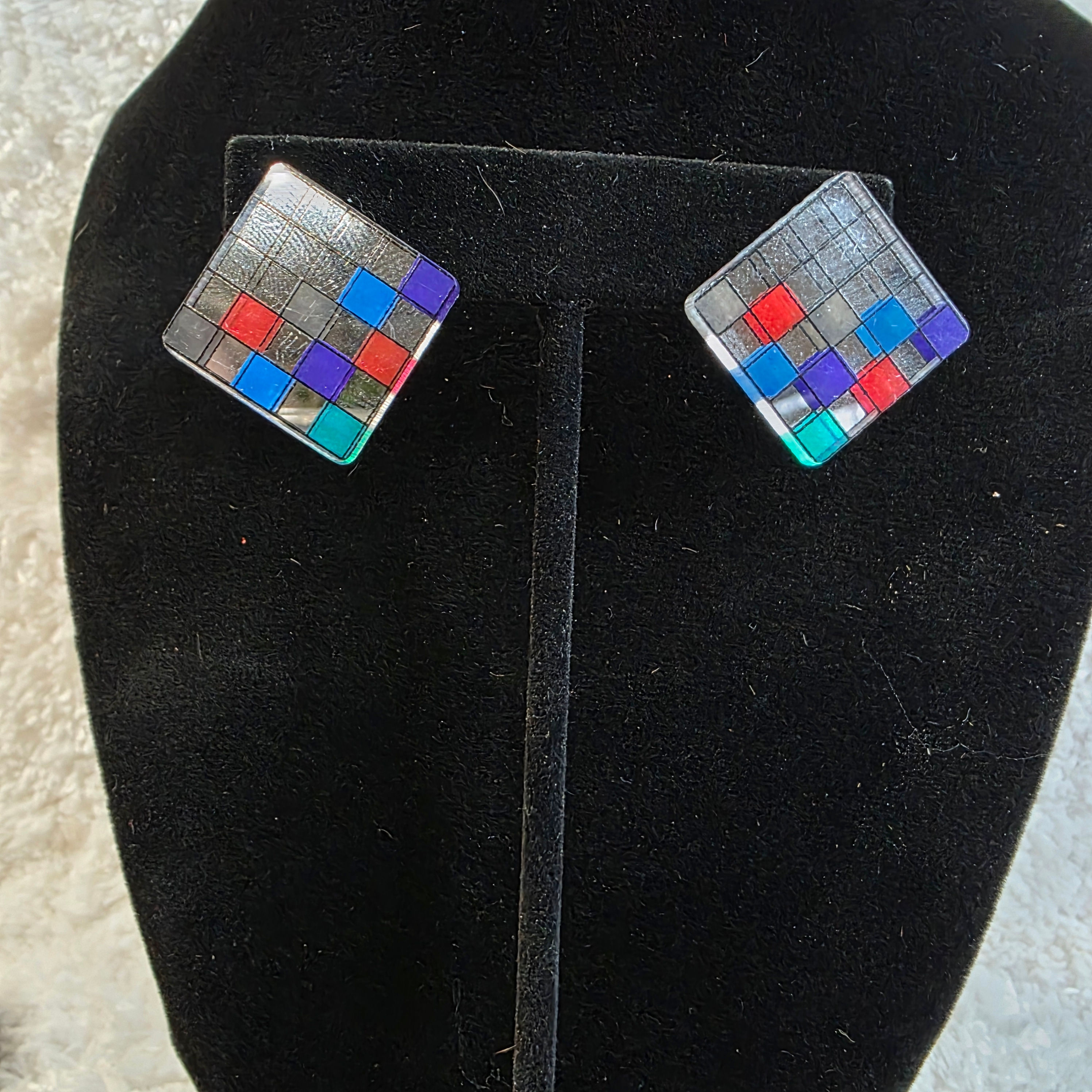 1980's Rubik’s Mirrored Stud Earrings