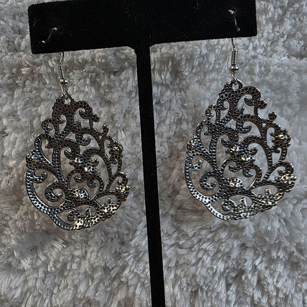 Thumbnail: Paparazzi “Winter Garden Breeze” Earrings-Silvertone Filagree w/Orange Stones