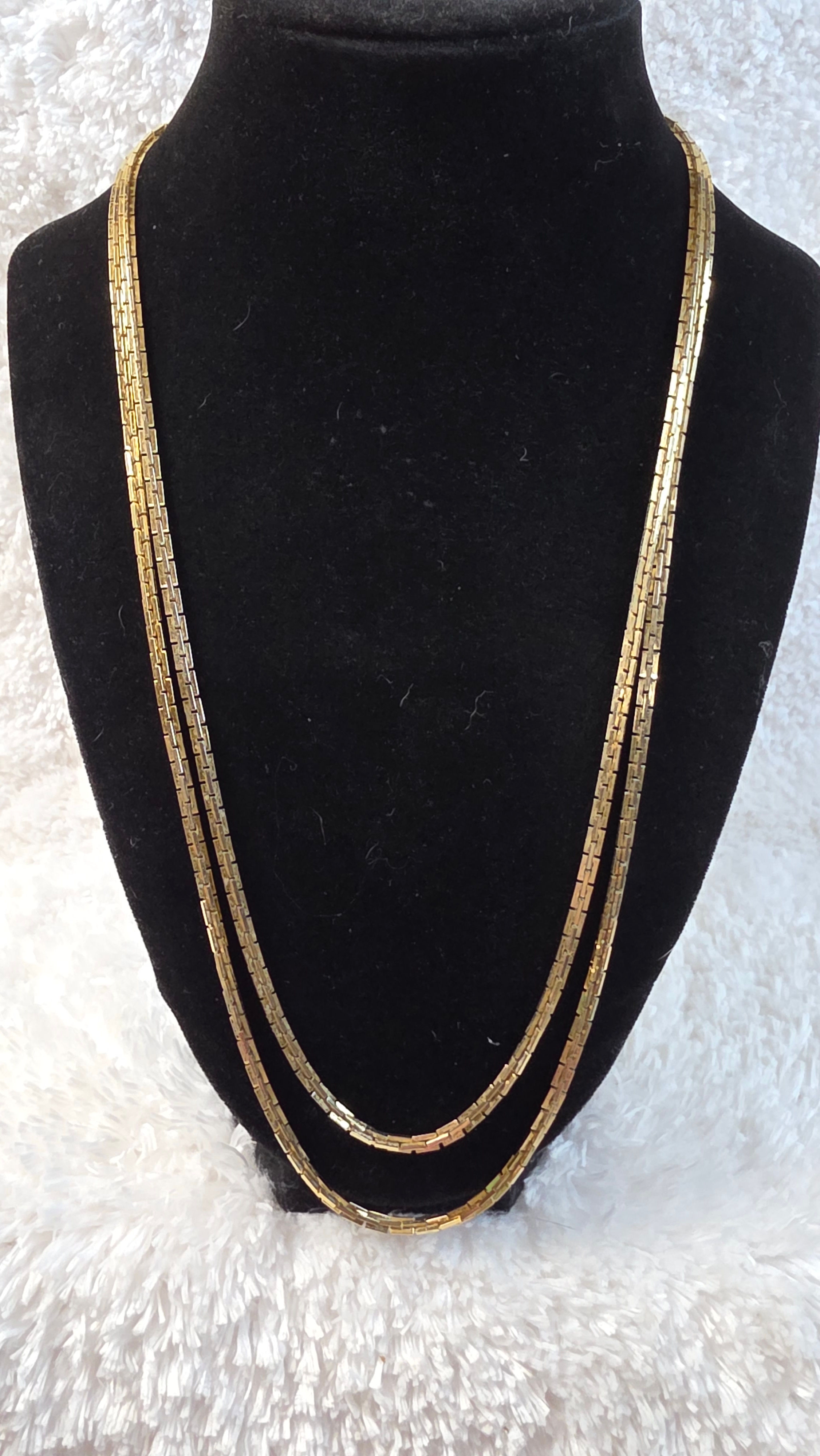 Goldtone 2 Strand Crosslink Chain 21" Necklace