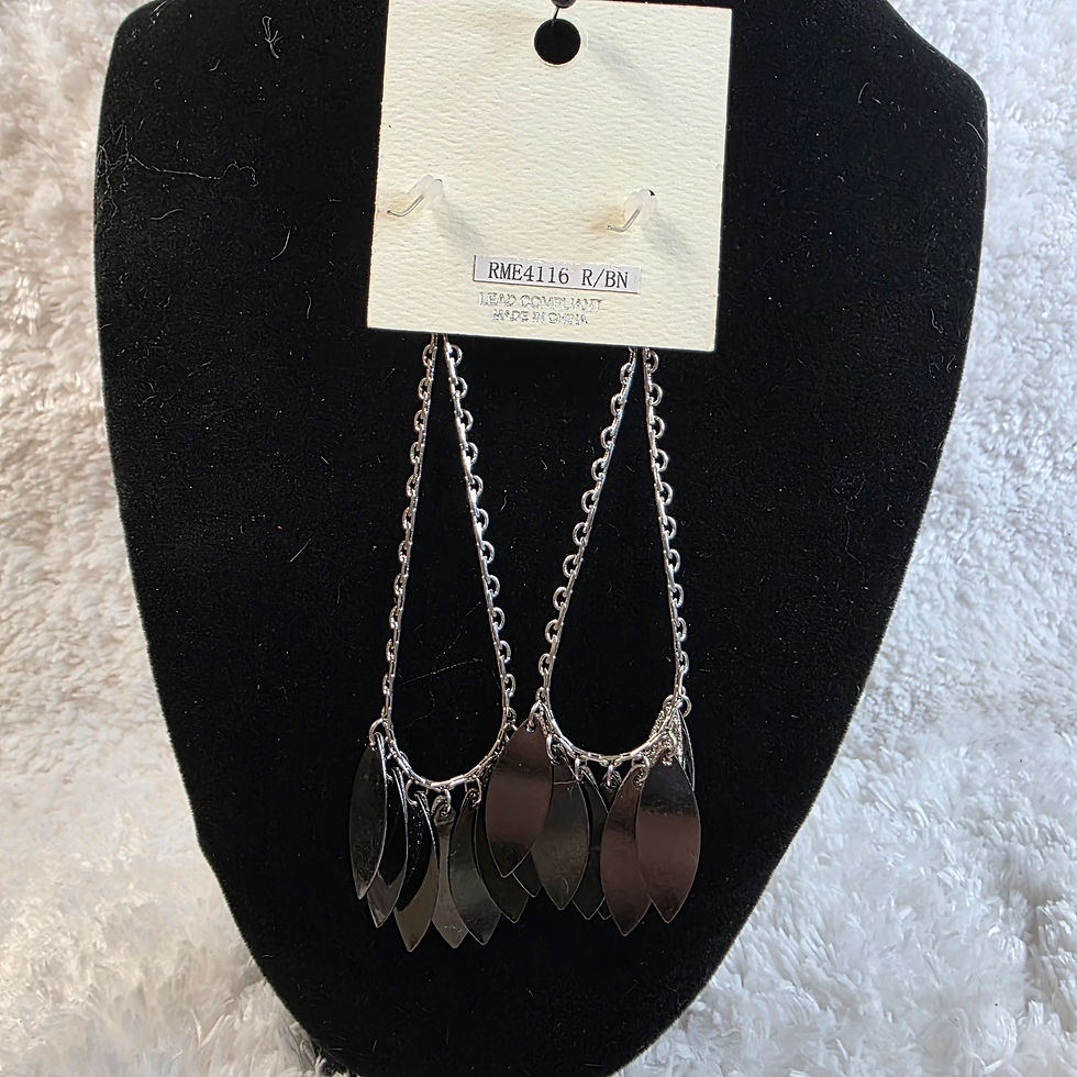 Thumbnail: Mia Collection Silvertone Leaf Chandelier Earrings