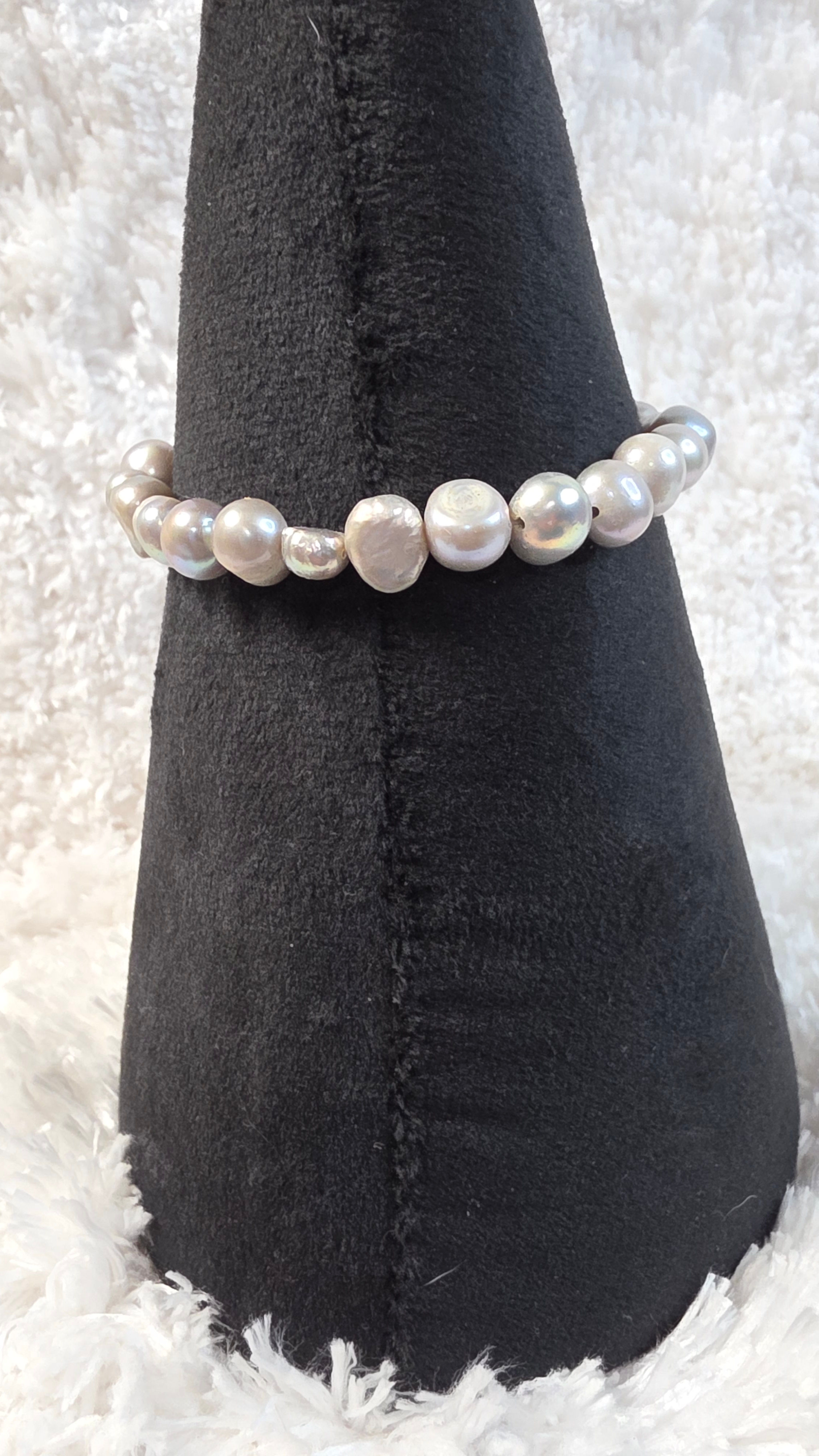 Natural Silver Pearl Stretch Bracelet