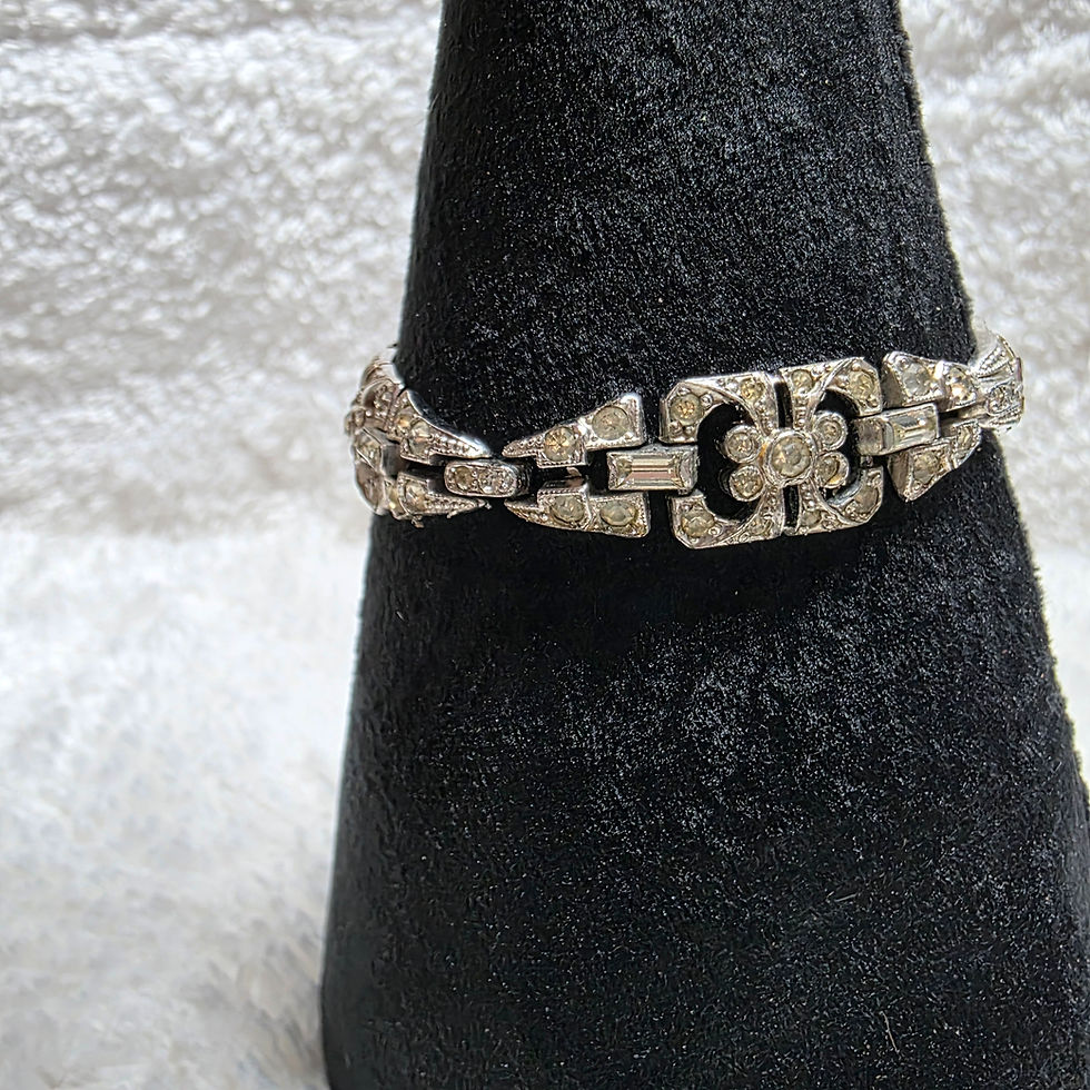 Thumbnail: 1960's Silvertone & Rhinestone Bracelet