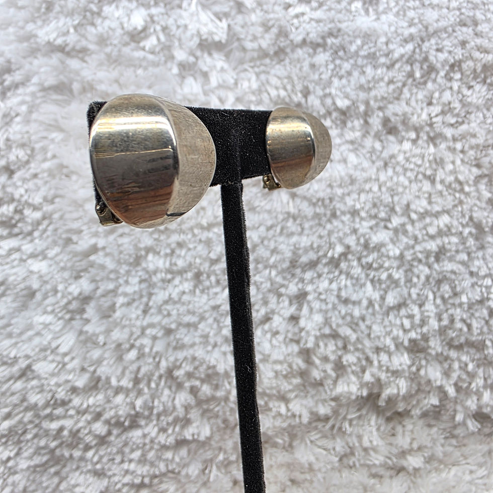 Thumbnail: Silvertone Squared Off 3/4” Dome Clip-On Earrings