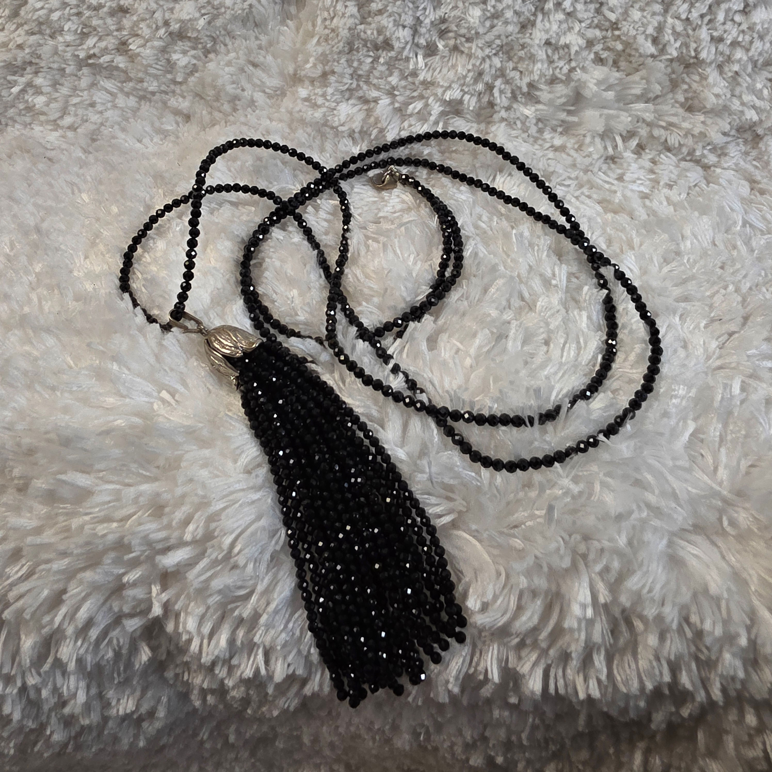 Black Spinel Seed Bead Tassel