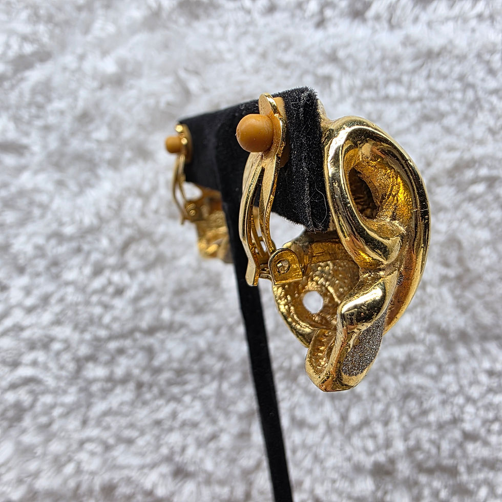 Thumbnail: Heavy Goldtone & Silvertone Earrings 1 1/8” x 1 1/4”
