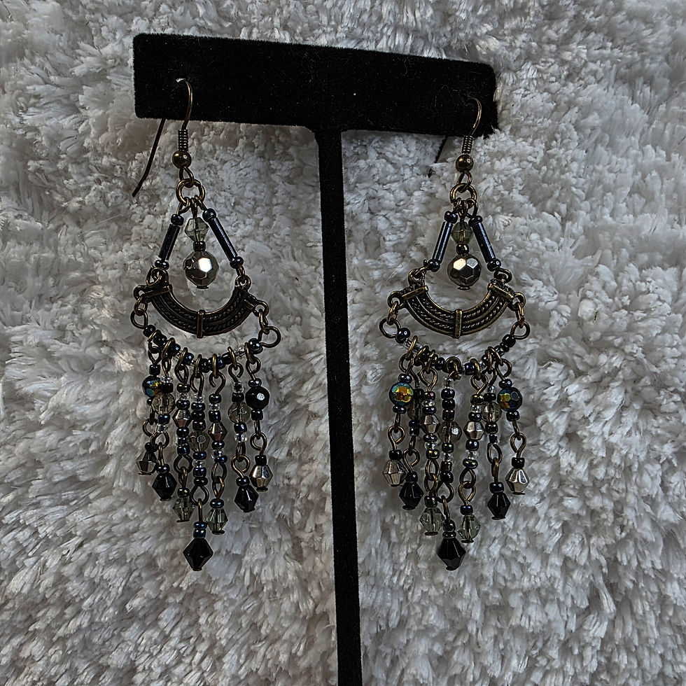 Thumbnail: Vintage Beaded Chandelier Earrings