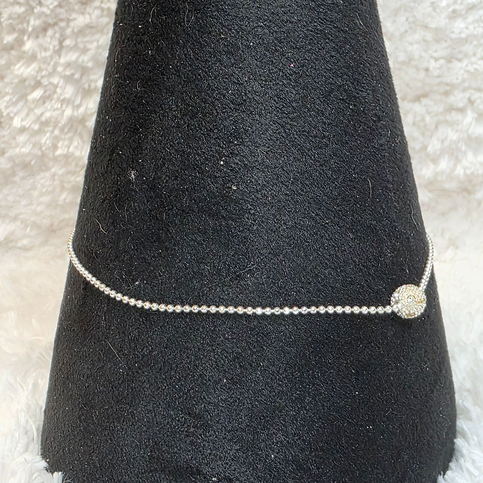 Thumbnail: Avon Minimalist Silvertone Dainty Sparkle Ball Bracelet/Anklet