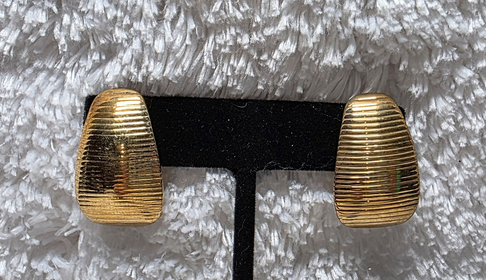 Thumbnail: Vintage 2001 Avon Goldtone Graduated Texture Earrings
