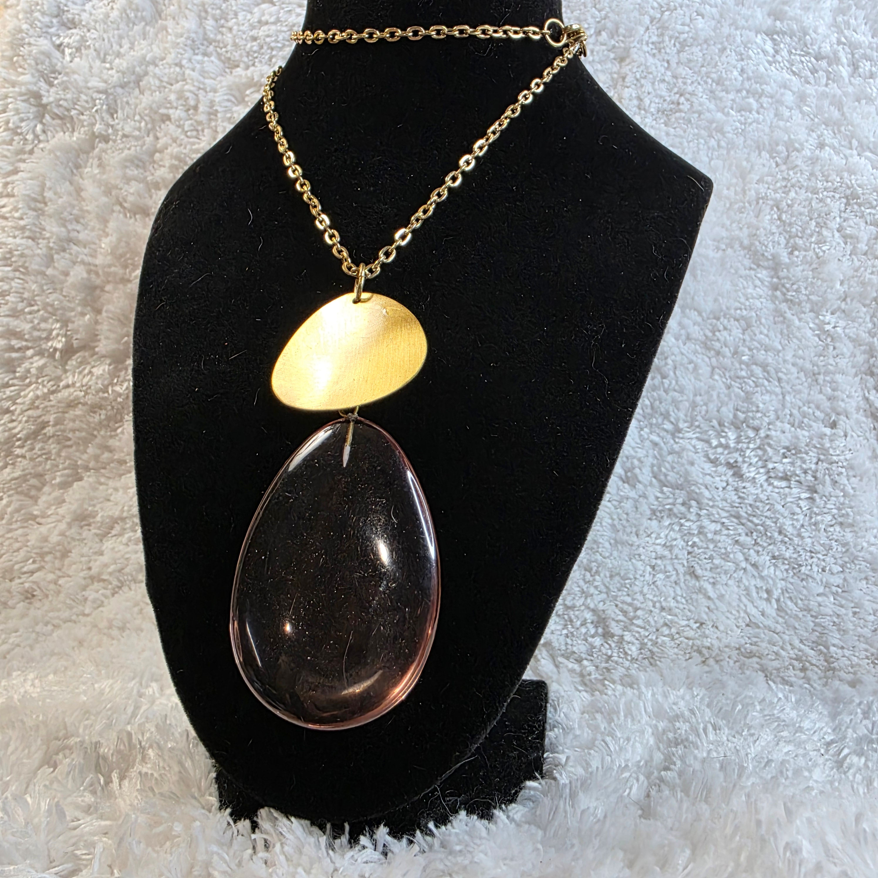 Brass & Acrylic Teardrop Necklace