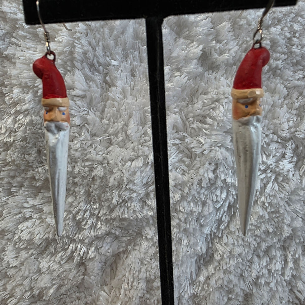 Thumbnail: Folk Art Santa Hand Carved Earrings