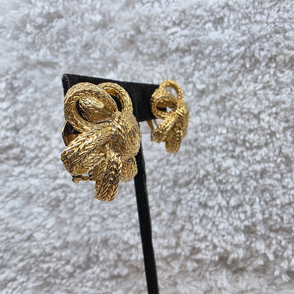 Thumbnail: Signed Givenchy 14k Gold Plated Twisted Rope Clip_on Earrings