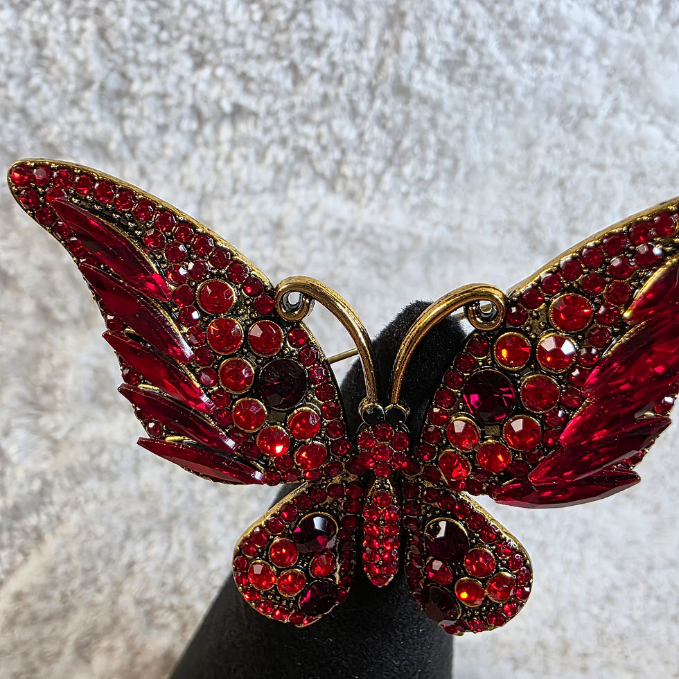 Thumbnail: Red Rhinestone Butterfly Pin/Brooch