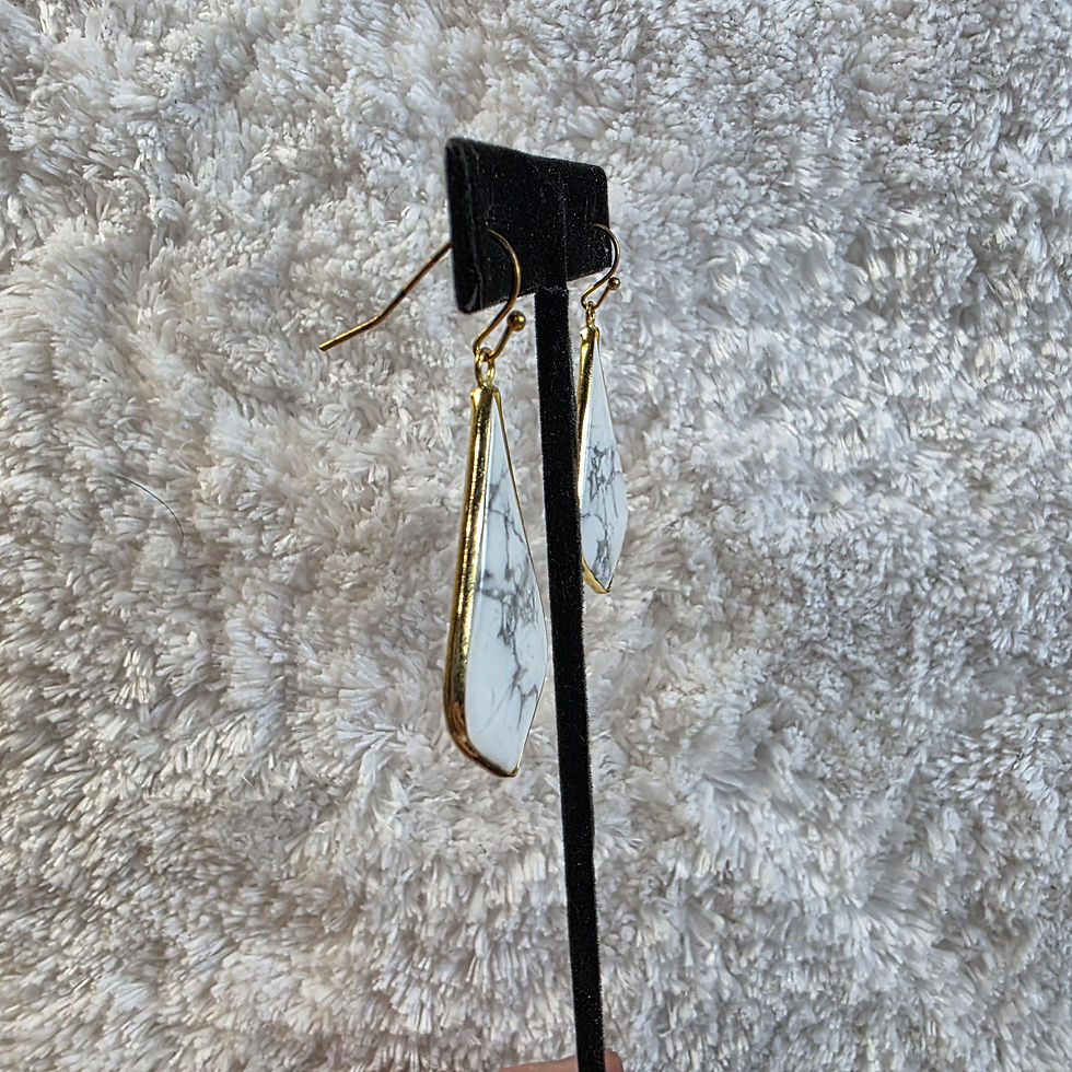Thumbnail: Authentic Howlite Pendant Earrings