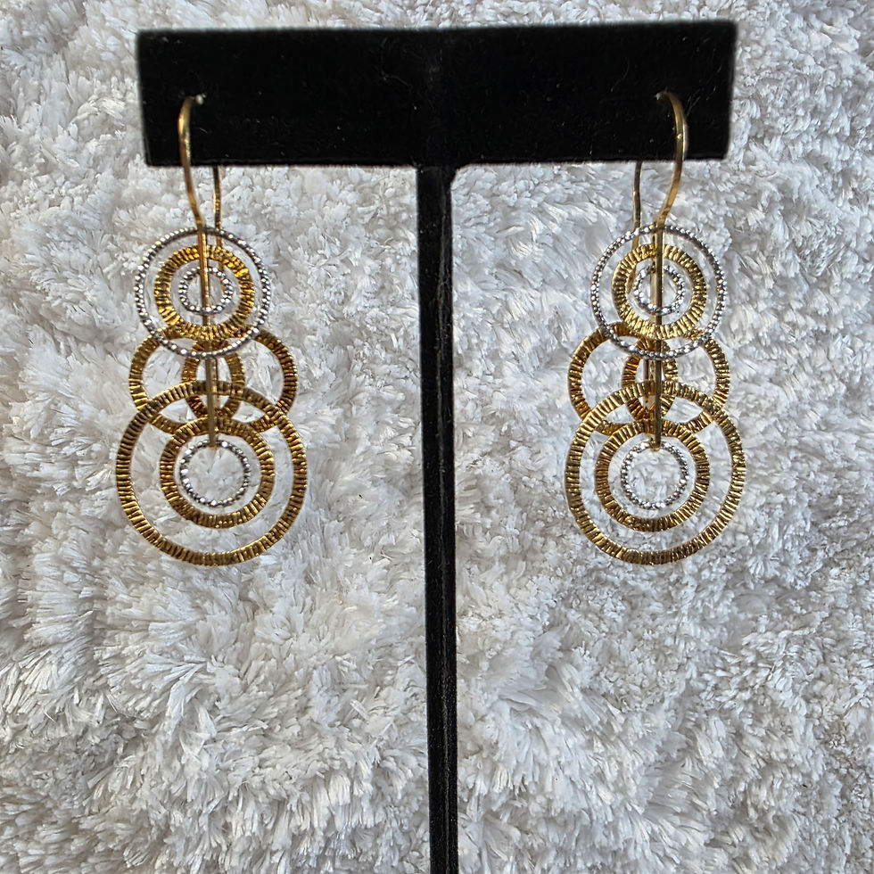 Thumbnail: Hawser Circle Dangle Earrings - Sterling & Goldtone