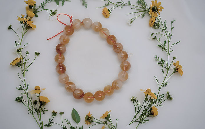 Natural crystal bead bracelet in gold citrine