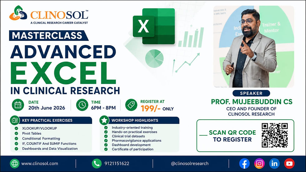 Intermediate to Advanced Excel Masterclass for Clinical Research
