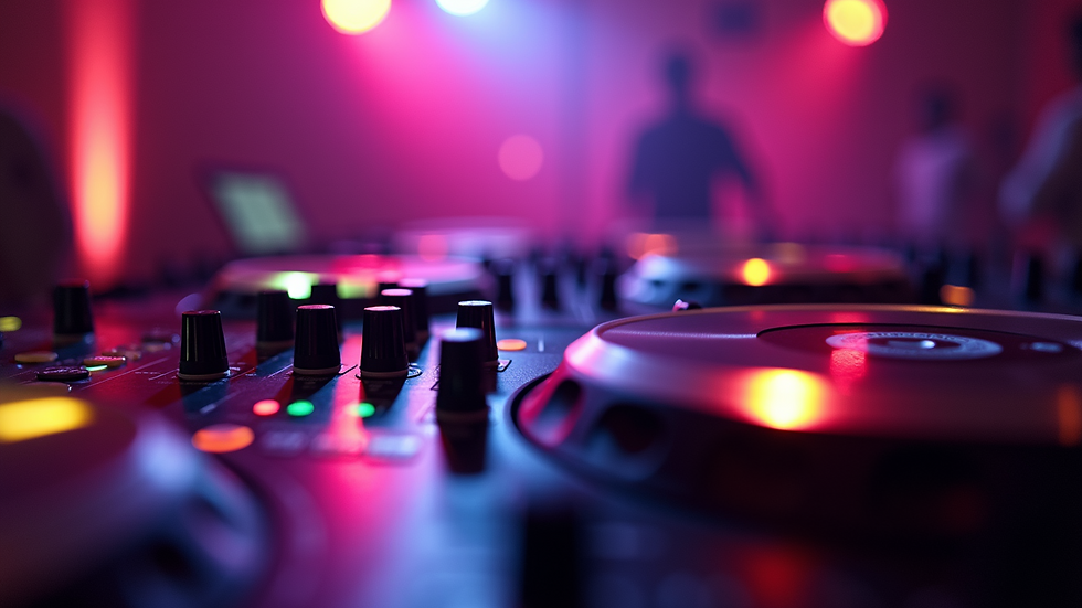 Close-up view of colorful DJ lights at a party
