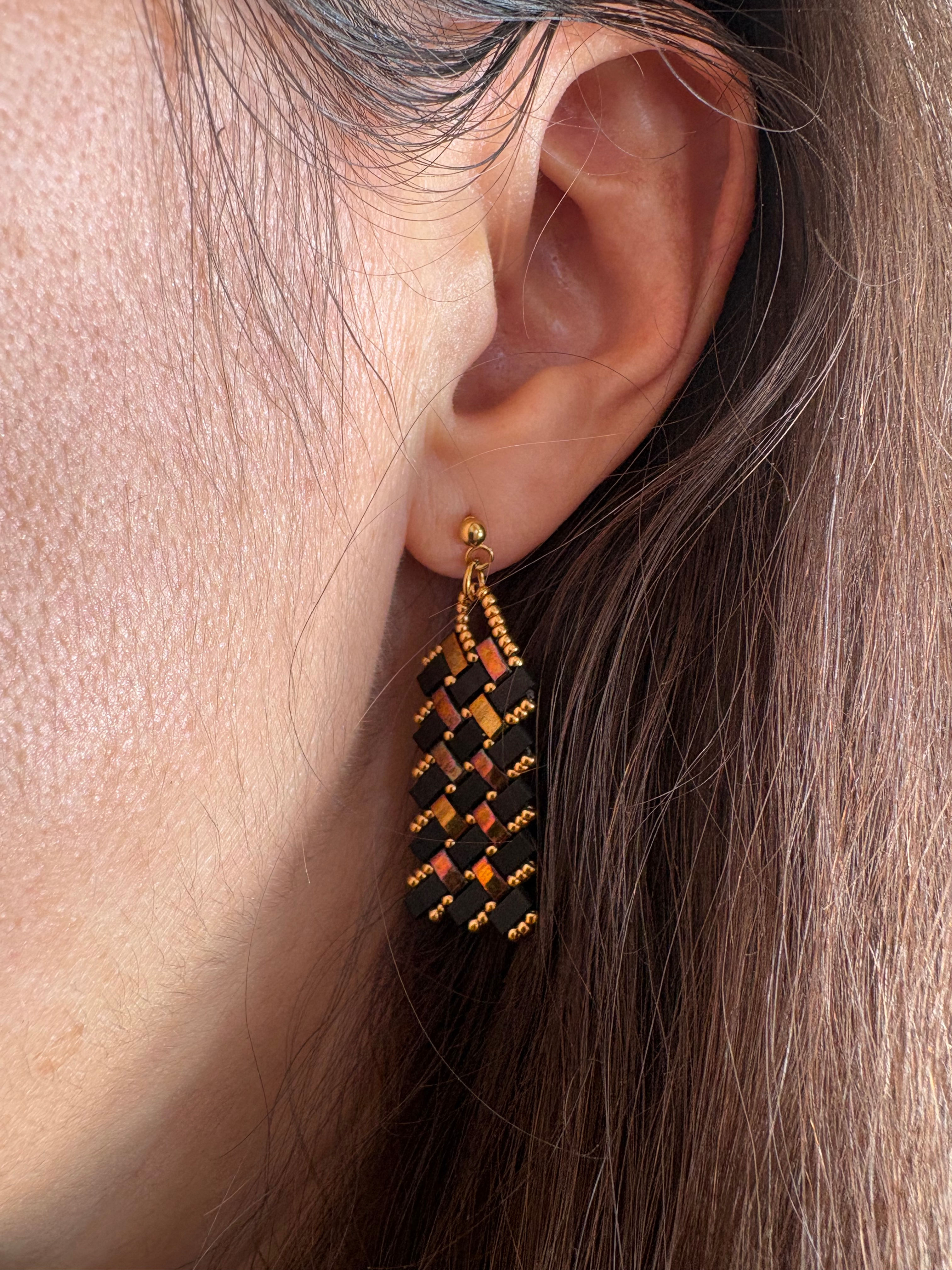 FOGO boucles d'oreilles - doré & noir mat