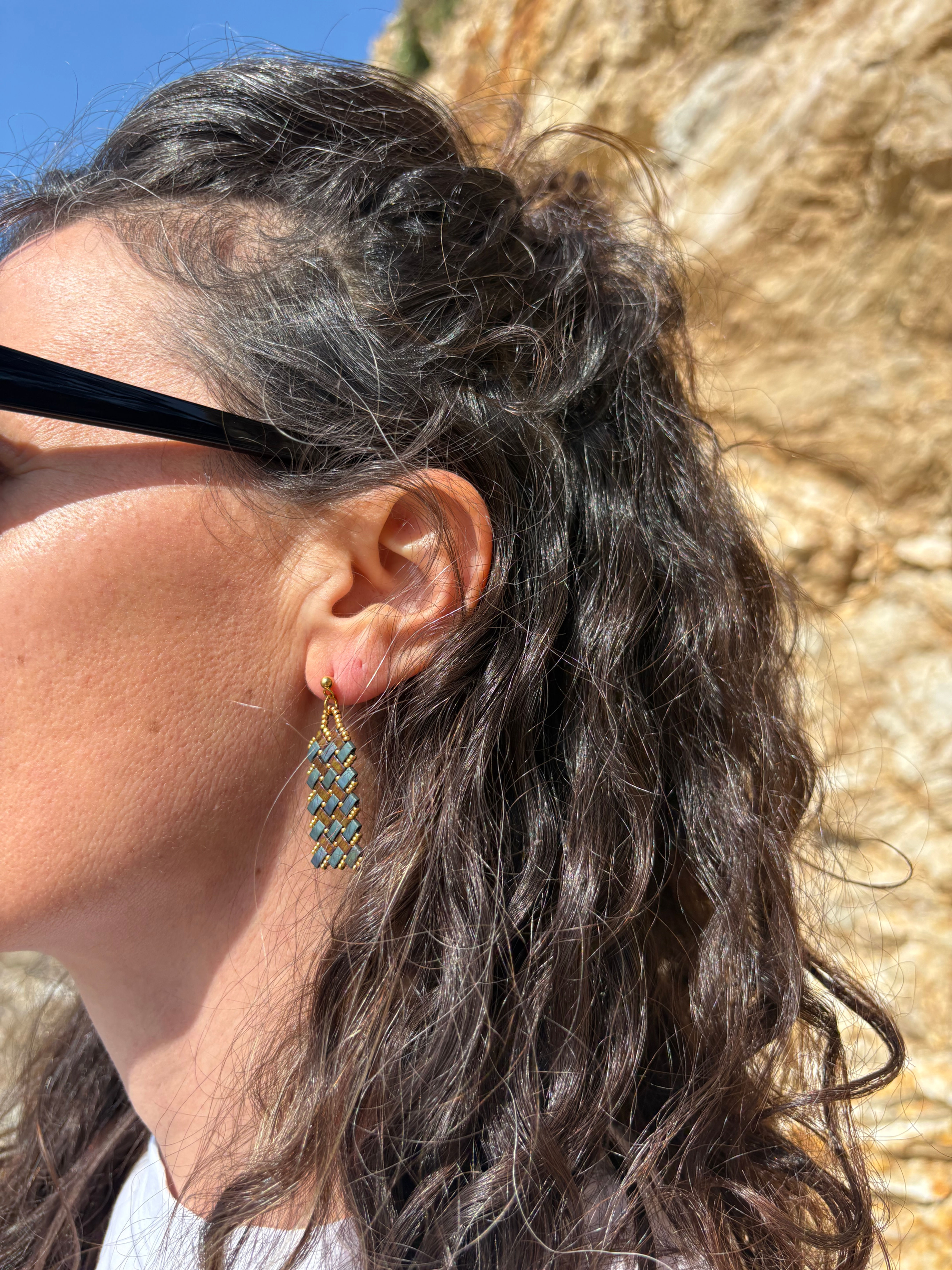 FOGO boucles d'oreilles - vert et mordoré