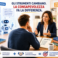 L’intelligenza artificiale può offrire informazioni e analisi, ma consapevolezza, obiettivi personali e capacità di scegliere restano elementi centrali nelle decisioni finanziarie.