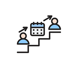 Employee climbing a ladder, symbolizing career development and upward mobility within a company.