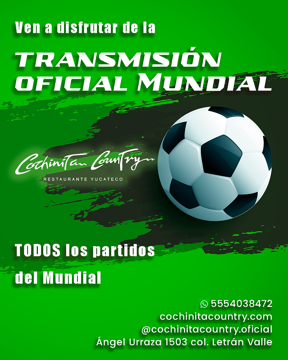 Transmisión de los partidos del mundial en restaurante yucateco CDMX Cochinita Country