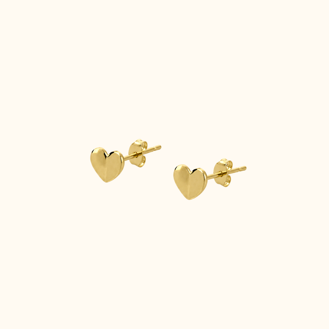 9ct Yellow Gold Heart Stud Earrings