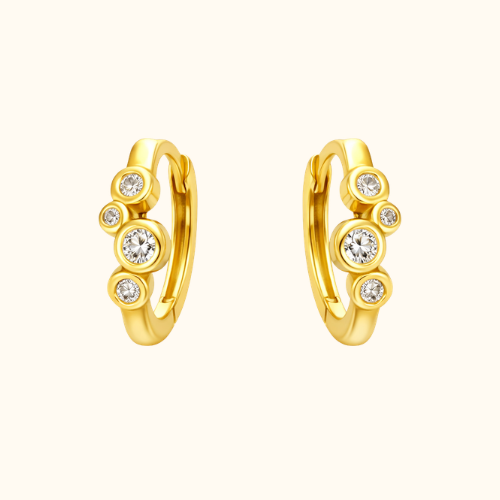 Thumbnail: Sterling Silver or Gold Vermeil Classic Cubic Zirconia Huggie Hoop Earrings