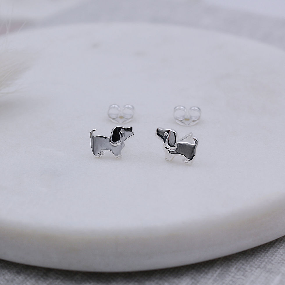 Sterling Silver Dog Stud Earrings