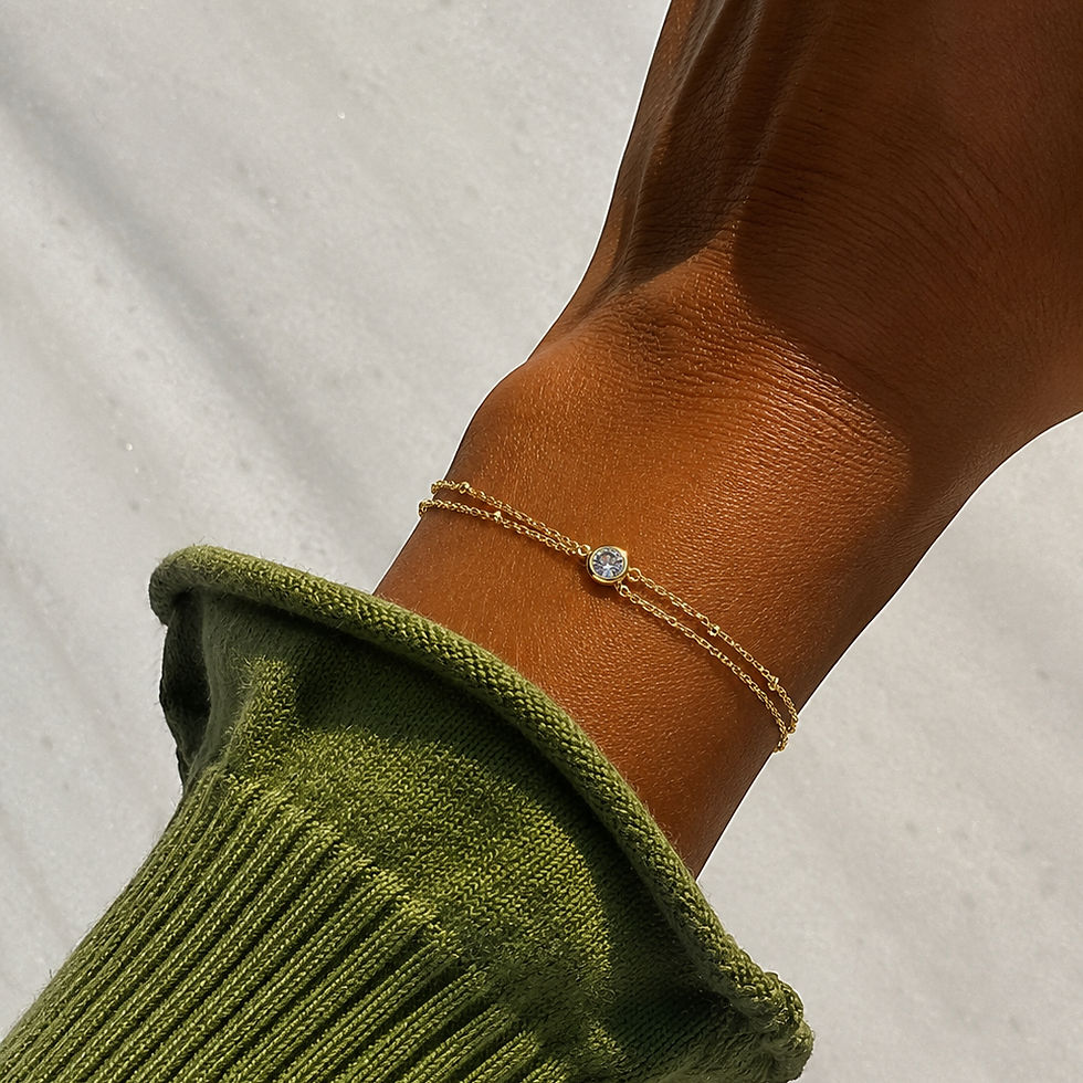 Thumbnail: Gold Vermeil Cubic Zirconia Double Bracelet